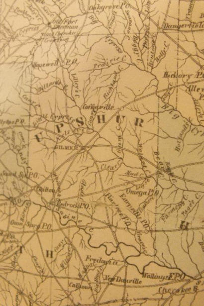 Upshur County TX 1858 Map