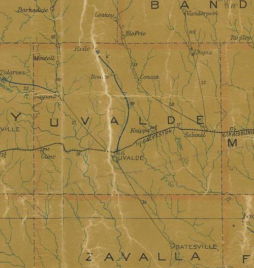 TX Uvalde  County 1907 Postal Map