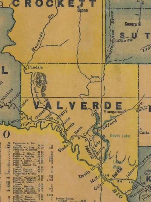 Val Verde County TX 1940s Map