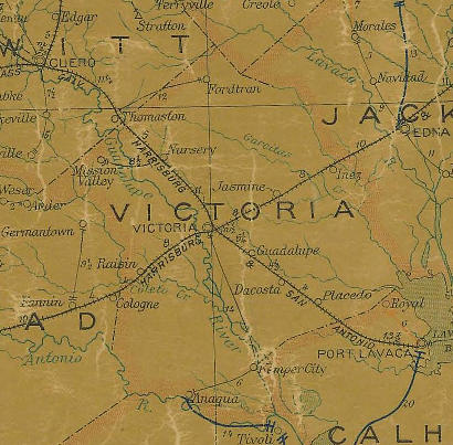 Victoria County TX 1907 Postal Map