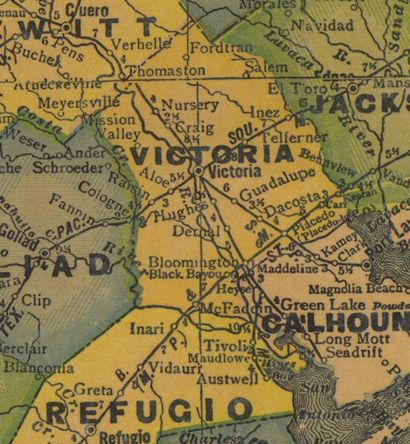 Victoria County TX 1940 Map