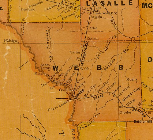Webb County TX 1920s Highway Map