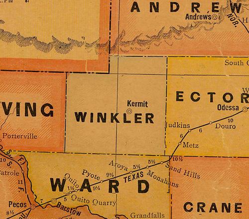 Winkler County TX 1920s map