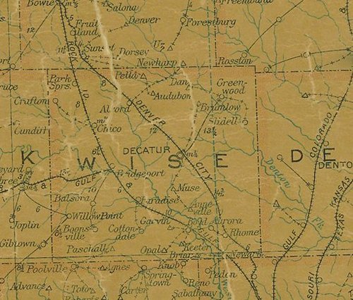 TX Wise County 1907 postal map