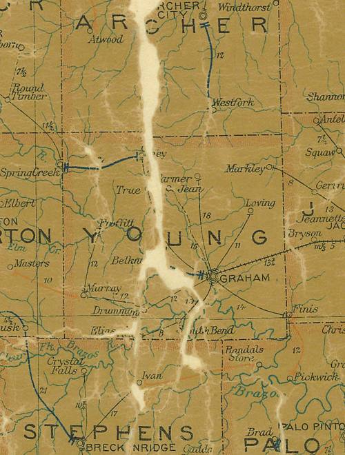 Young County TX 1907 Postal Map