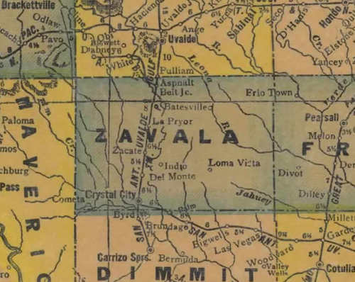 TX Zavala County 19401 map