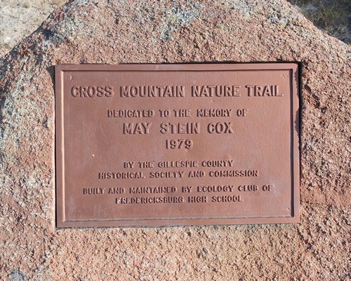 Fredericksburg TX - the nature trail marker at Cross Mountain 