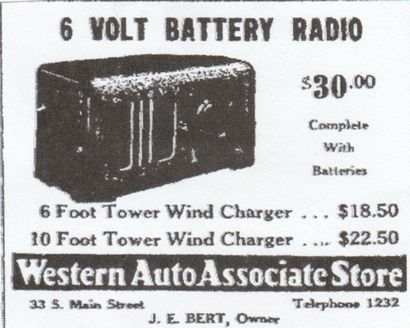 Radio wind charger ad, Paris News 1938