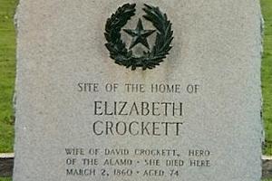Elizabeth Crockett Home Site Texas Centennial Marker text, Granbury TX
