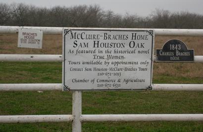 McClure-Braches House Sam Houston Oak sign