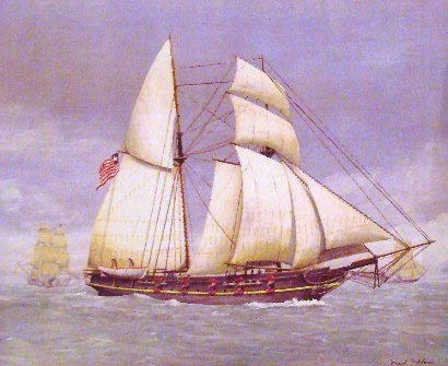 Independence Schooner-of-war painting, Rockport TX Maritime Museum exhibit