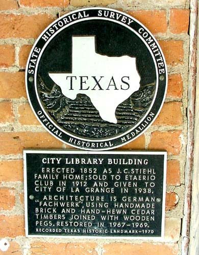 TX - La Grange City Library Building Historical Marker 