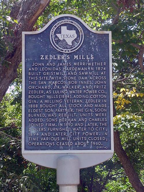 Luling Texas Zedler's Mills historical marker