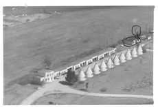 1950s aerial view of Tee Pee Complex , Wharton, Texas