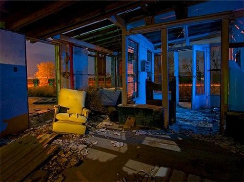 Abandoned gas station interior,  McLean, Texas