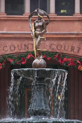 Bexar County courthouse - new Lady Justice / Themis / Aphrodite statue