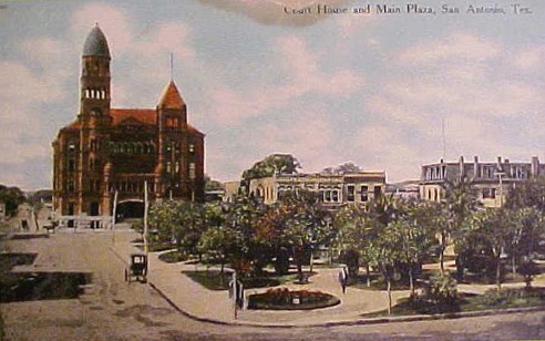 Main Plaza and Bexar County Courthouse, San Antonio, Texas early 1900s