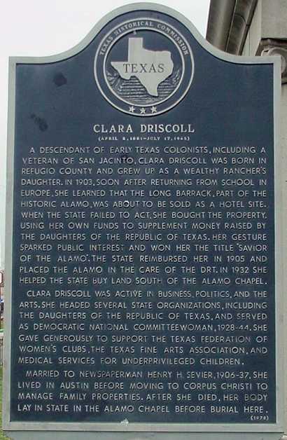 Clara Driscoll historical marker, San Antonio, Texas