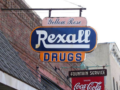 Van Alstyne TX - Yellow Rose Rexall Drugs Sign