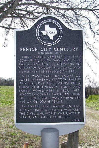 Benton City Cemetery Texas historical marker