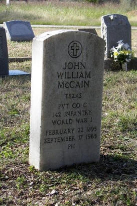 Bexar TX Cemetery John William McCain tombstone