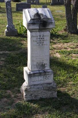 Bexar TX Cemetery oldest grave marker John W. James, 1856-1896