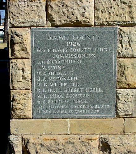 Carrizo Springs TX - Dimmit County Courthouse 1926 Cornerstone