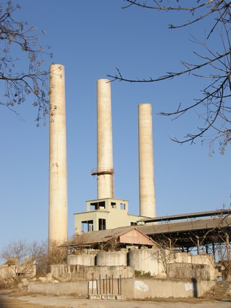 San Antonio TX  abandoned cement plant smoke Stacks