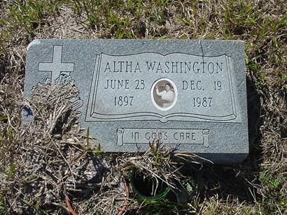 Cologne Texas Tombstone of Altha Washington