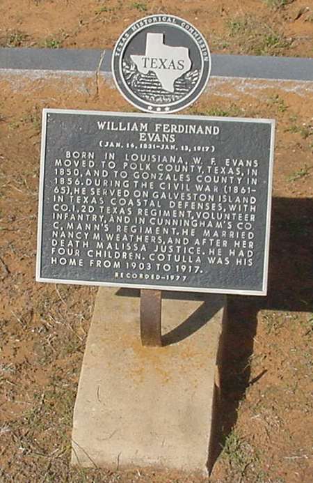 TX - Cotulla Cemetery - William Ferdinand Evans historical marker 