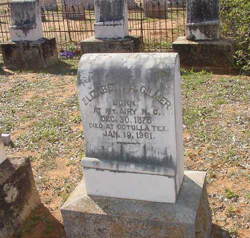 TX - Cotulla Cemetery Elizabeth A. Gilmer tombstone 