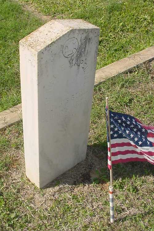 TX - Cotulla Cemetery tombstone with U.S. flag