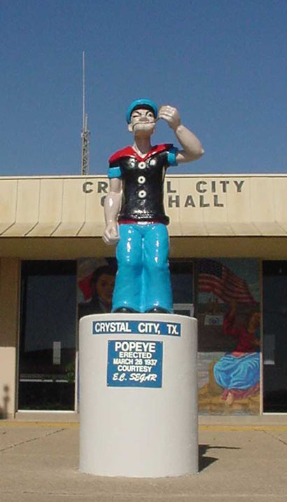 Statue of Popeye in Crystal City, Texas