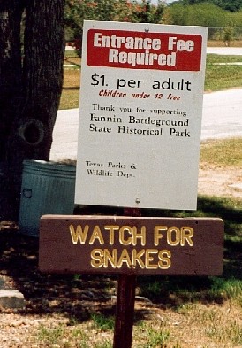 Fannin Battleground State Historical Par, Watch for  Snake 