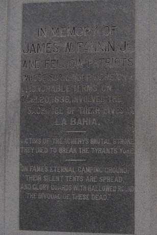 Fannin Texas Monument  in memory of James W. Fannin Jr and fellow patriots