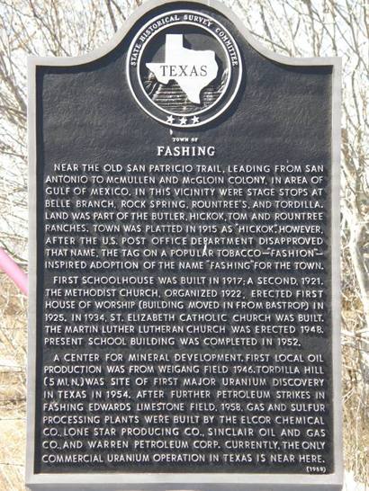 Fashing Texas Historical Marker