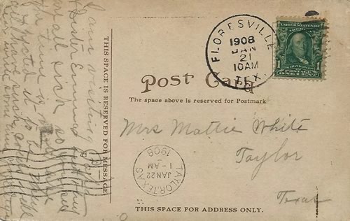 Floresville Texas  1908 postmark