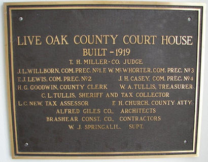 TX - Live Oak County Courthouse plaque