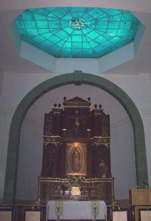 Hebbronville, Texas - Our Lady of Guadalupe Catholic Church altar and skylight