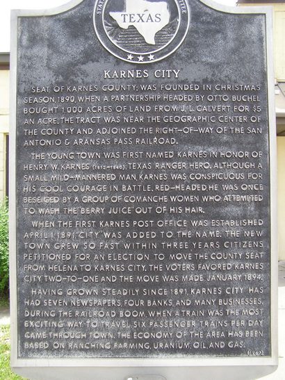 Karnes City Texas historical marker