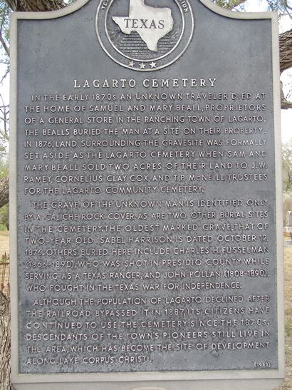  Lagarto TX -   Lagarto Cemetery Historical Marker