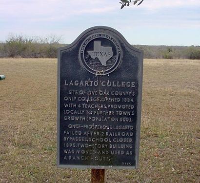 Largarto College historical marker,  Lagarto, Texas