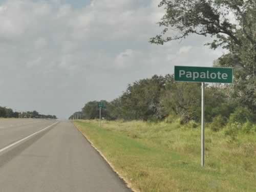 Papalote Texas - Highway sign