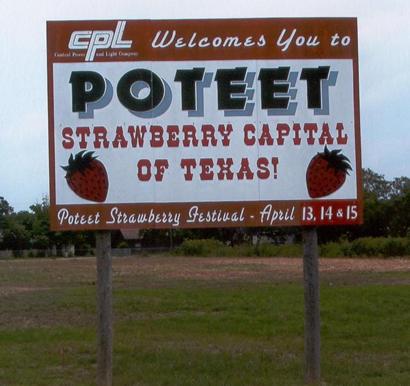 Poteet Strawberry Capital of Texas sign