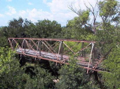 Old bridge over the Nueces River, just north of Simmons, TX.
