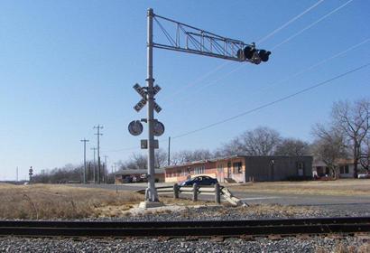Thelma Texas main street & railroad crossing