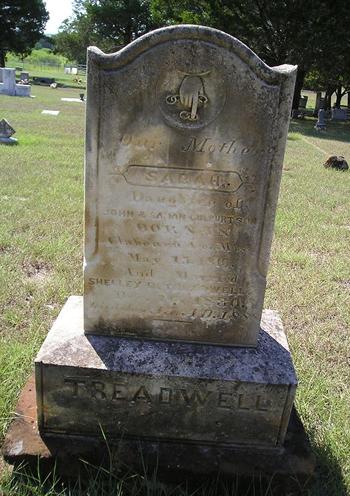 Sarah Treadwell tombstone Union Valley Cemetery Texas