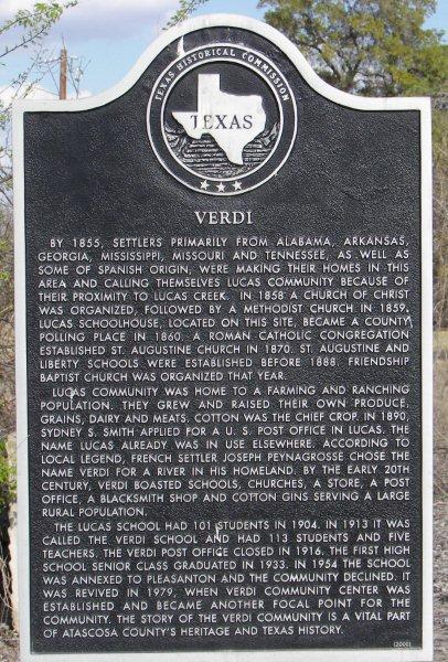 Verdi Texas historical marker