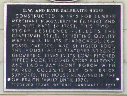 Amarillo Tx - H.W. and Kate Galbraith House historical marker