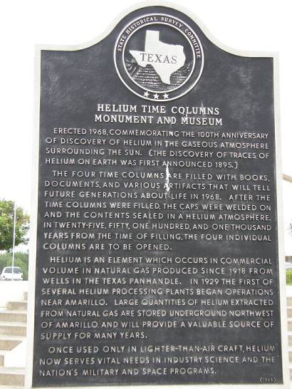 Amarillo Tx - Helium Monument and Museum Historical Marker